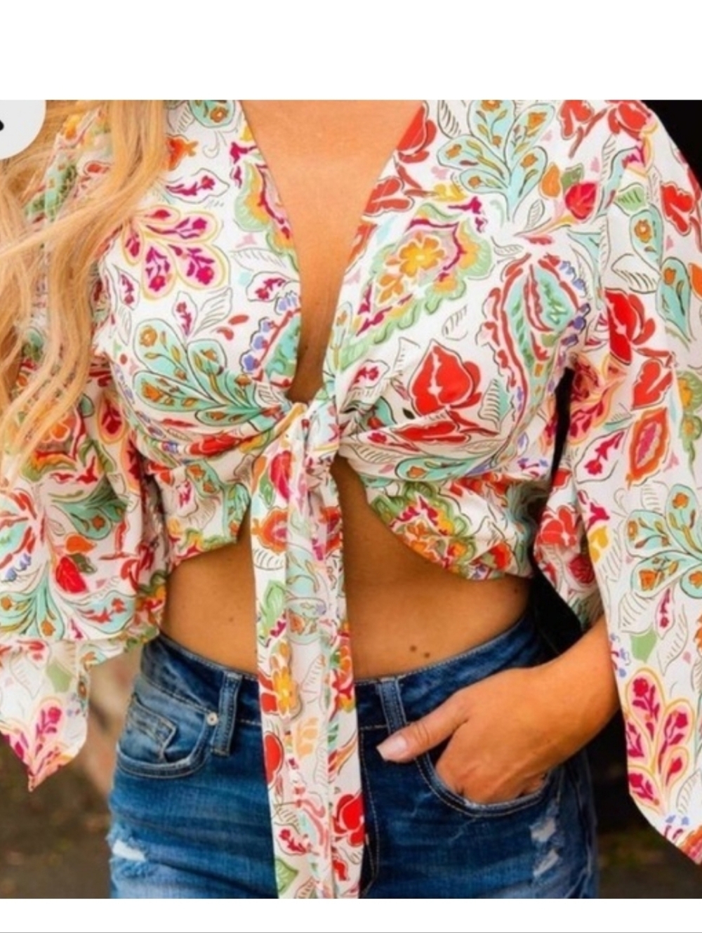 NWT Southern Fried Chics Floral Tie Kimono Top Sz XL